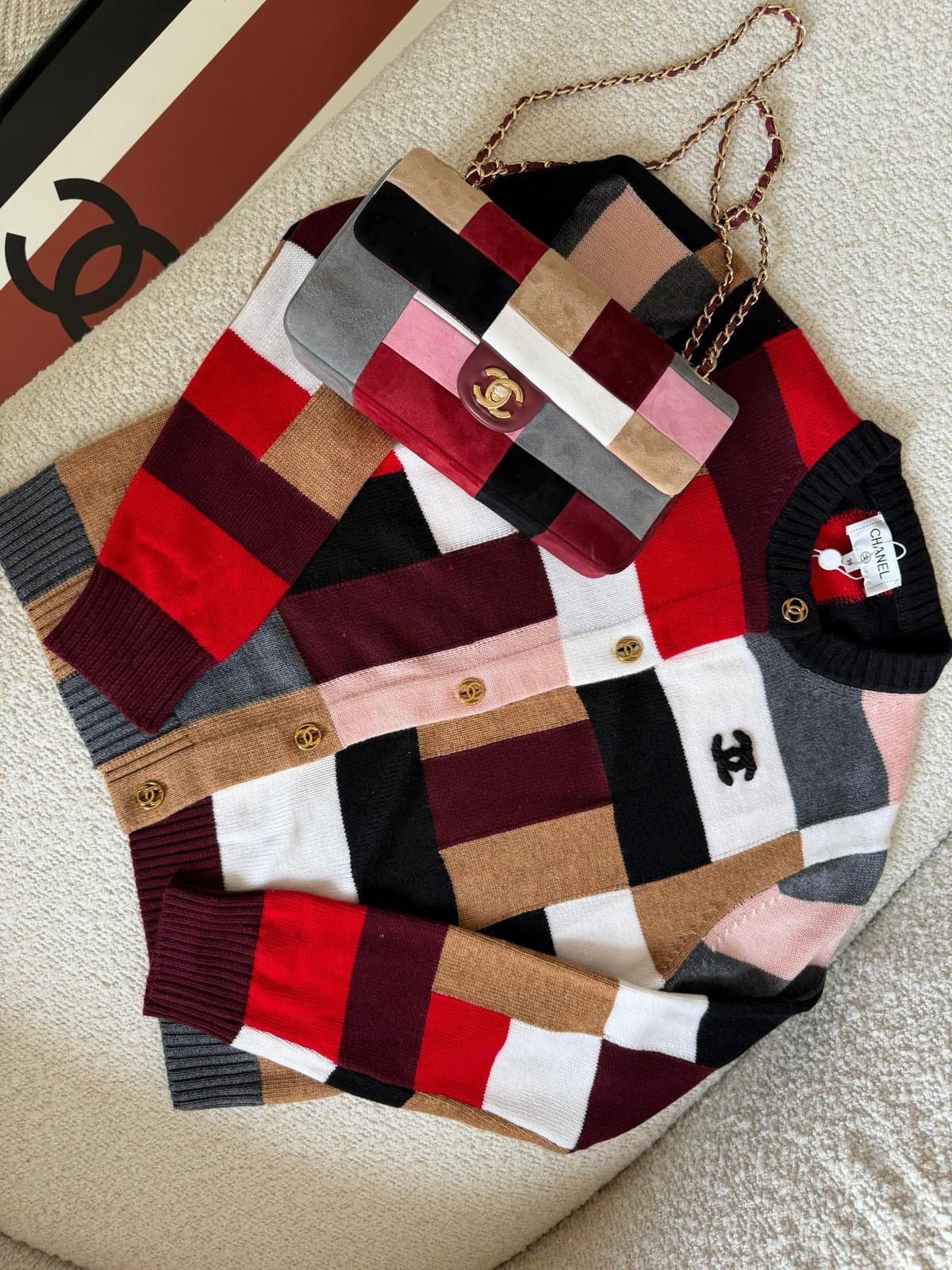 Chanel Colour Block Cashmere Cardigan with CC Buttons · 2