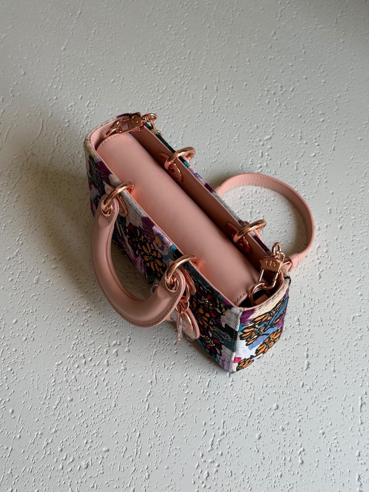 Dior Lady D-Joy Bag in Floral Embroidered Canvas with Rose Gold Hardware · 2