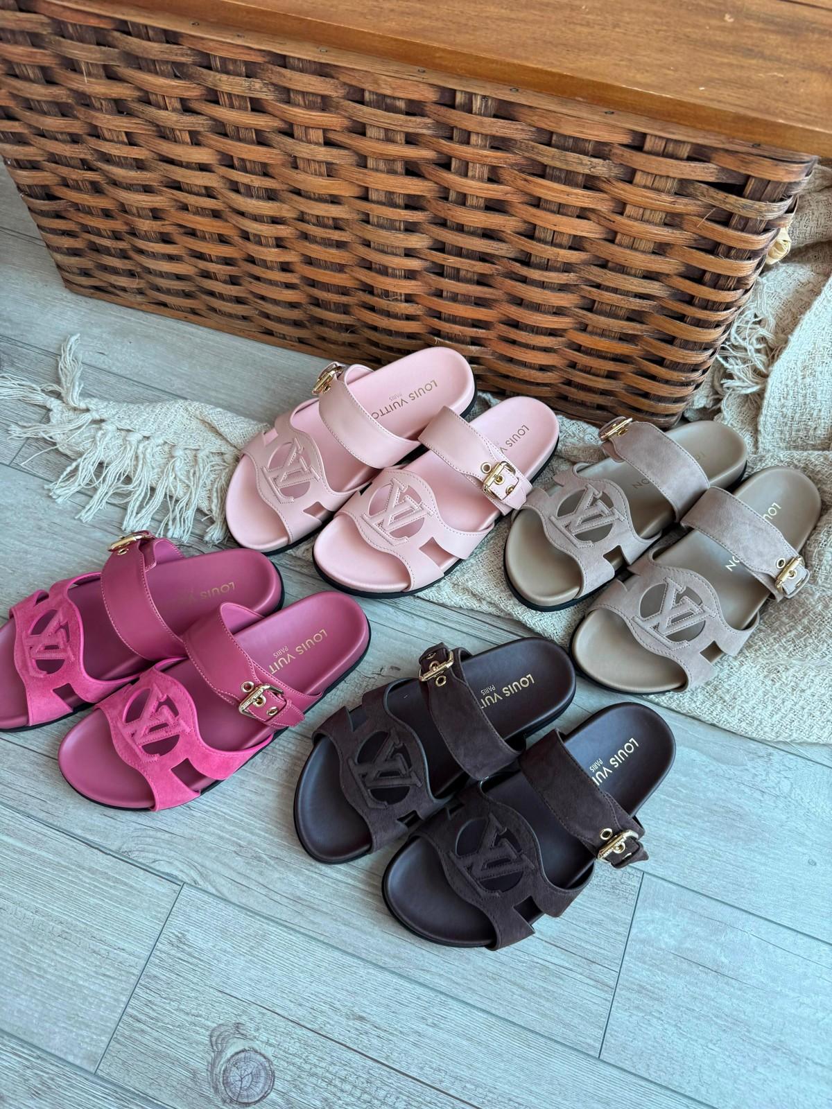Louis Vuitton LV Cut-Out Slide Sandal in Suede and Leather · 3