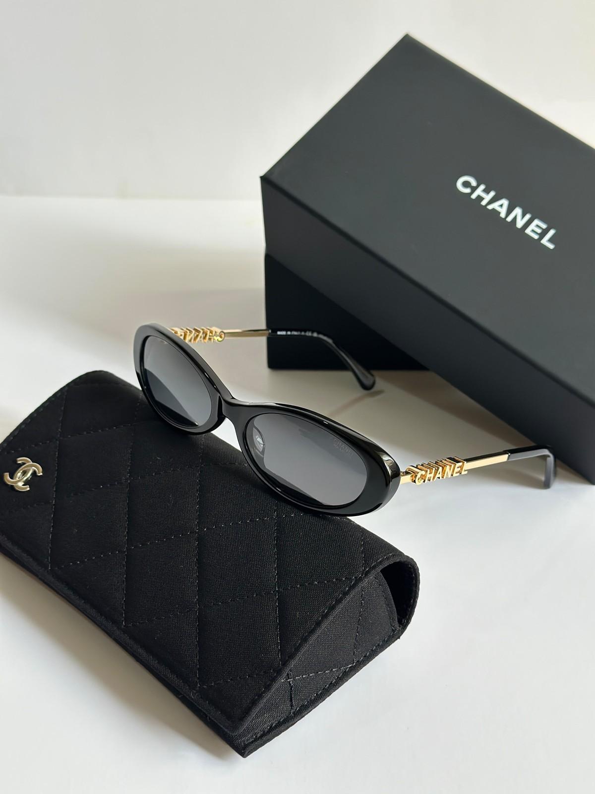 Chanel oval acetate sunglasses with CHANEL temples · 3
