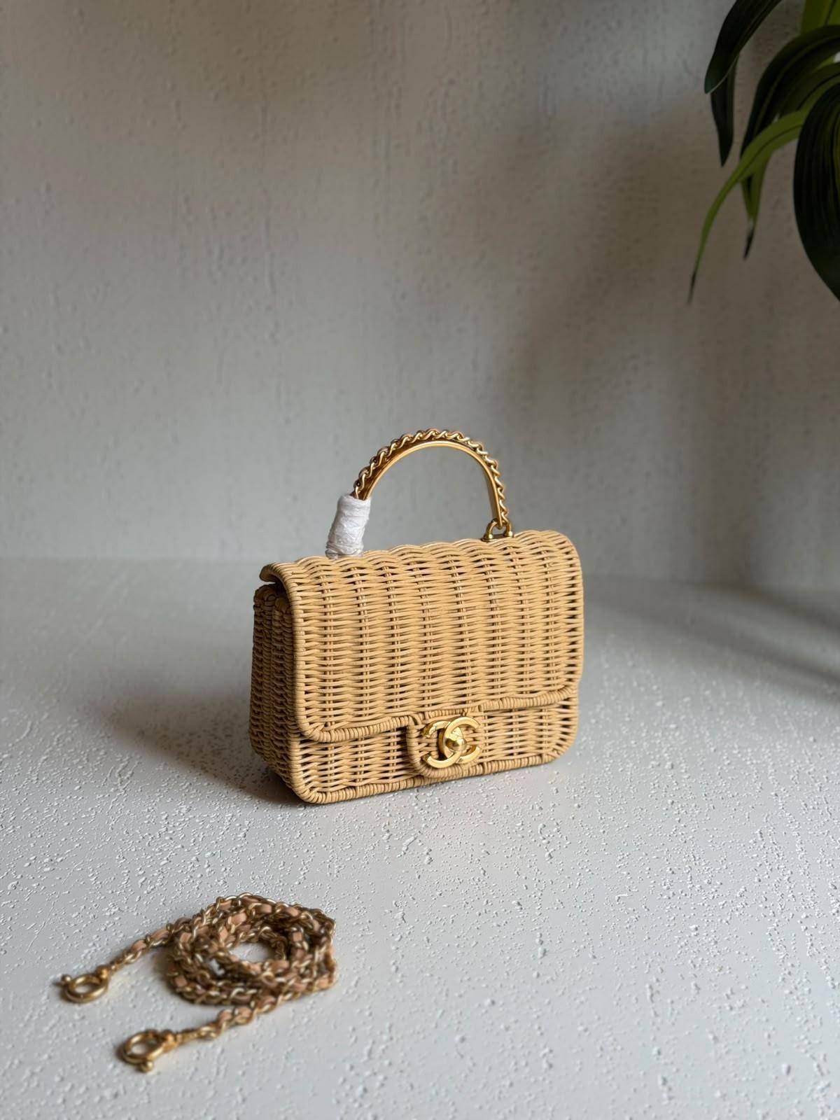 Chanel Flap Bag in Braided Rattan with Gold-Tone Hardware · 2