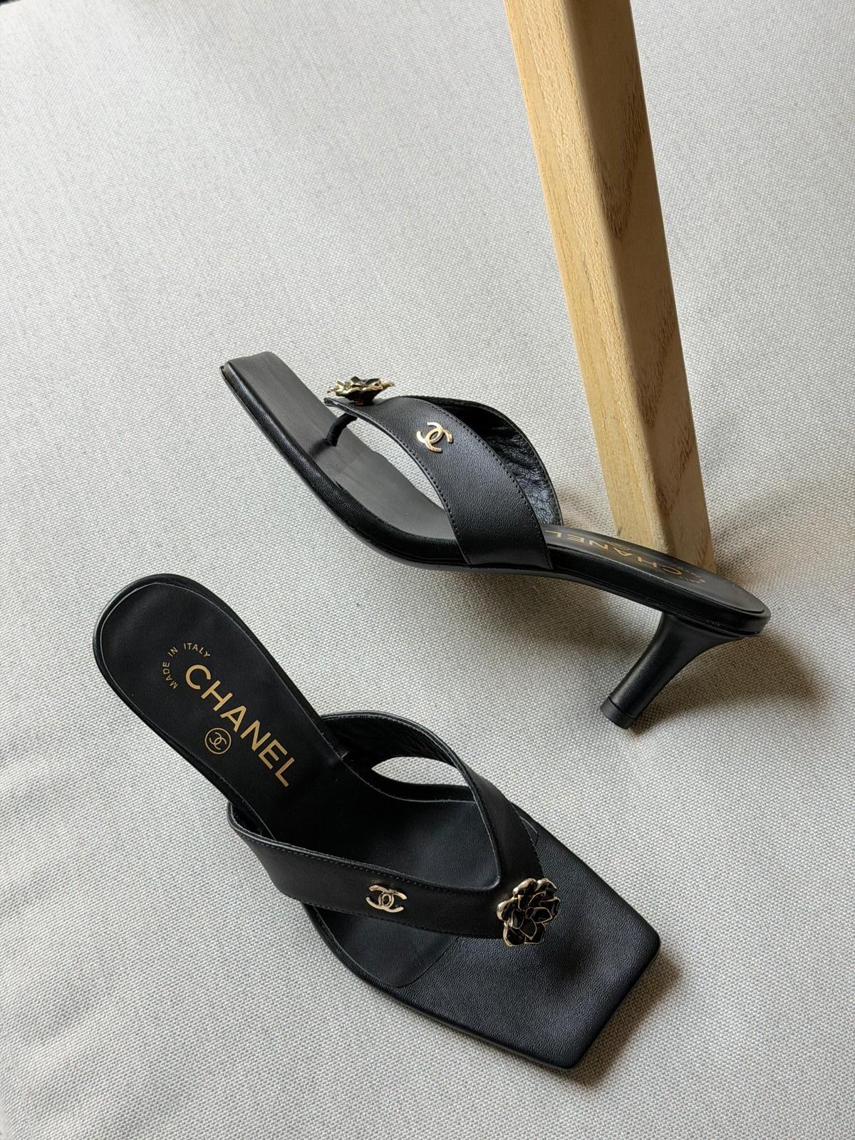 Chanel CC Camellia Thong Mule Sandals · 3