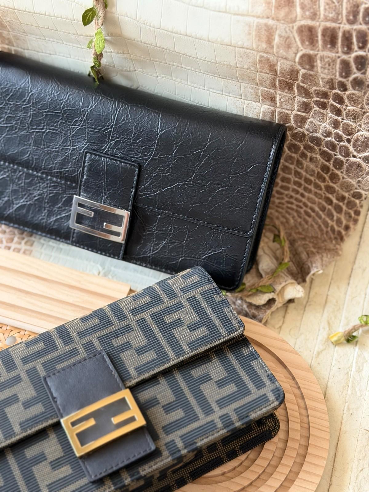 Fendi Baguette wallets in patent leather and FF jacquard · 2