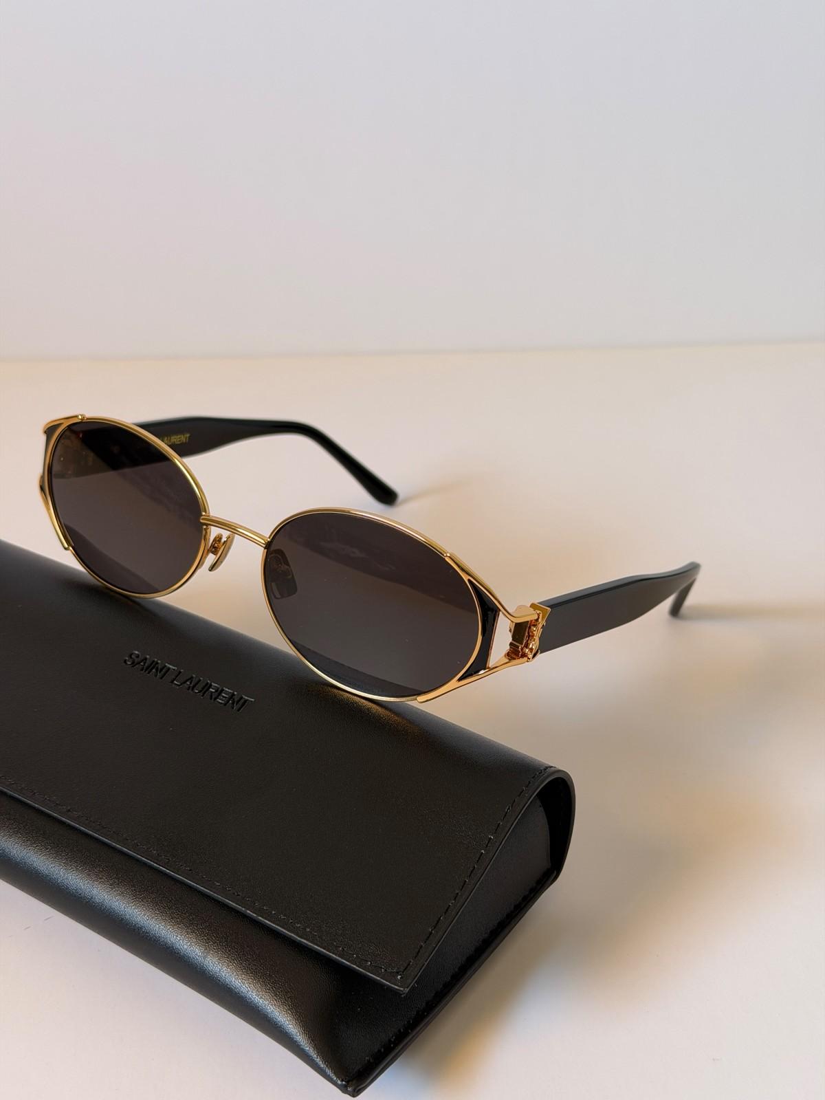 Saint Laurent SL 692 oval metal sunglasses with havana temples · 3