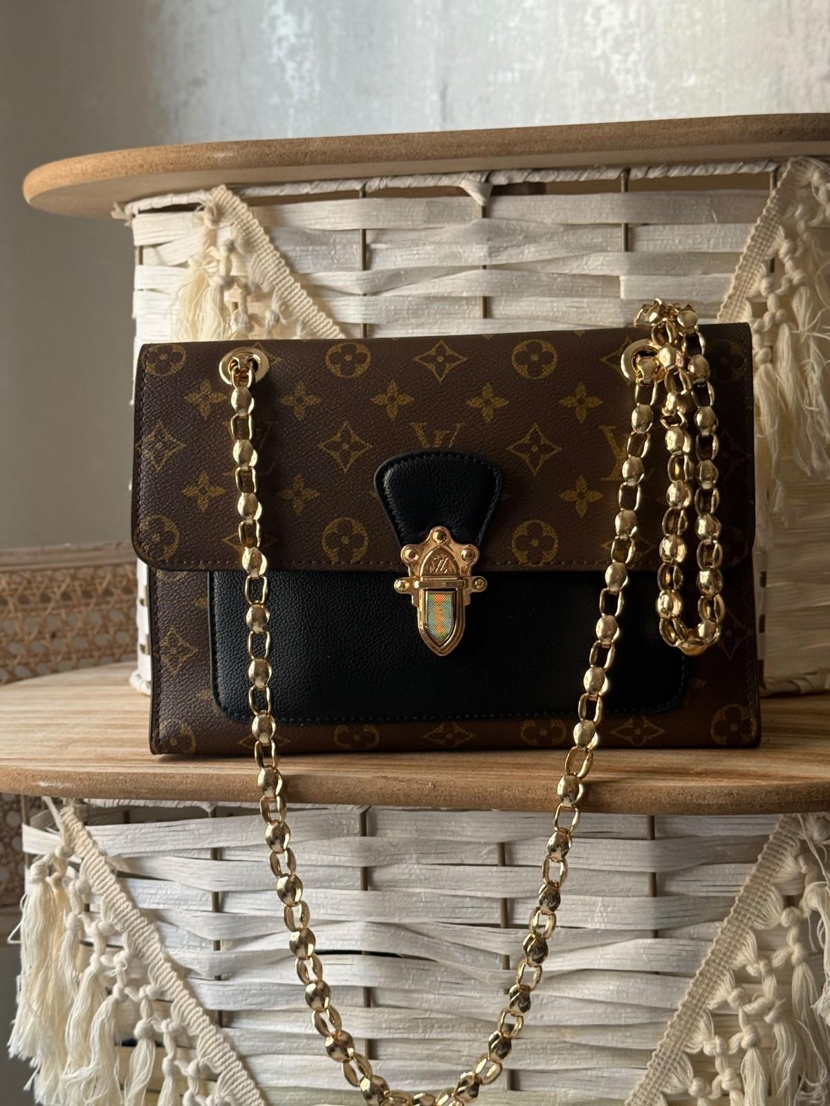 Monogram Coated Canvas Flap Bag with Gold Chain Strap · 2
