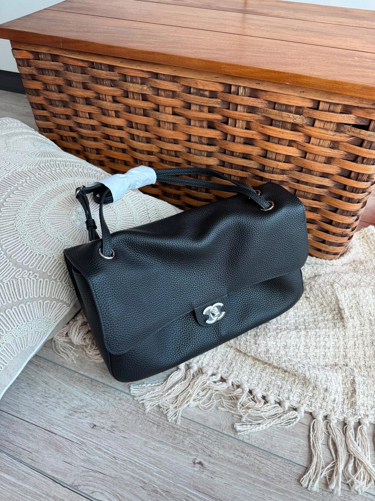 Chanel Flap Bag in Pebbled Calfskin with Silver-Tone CC · 3