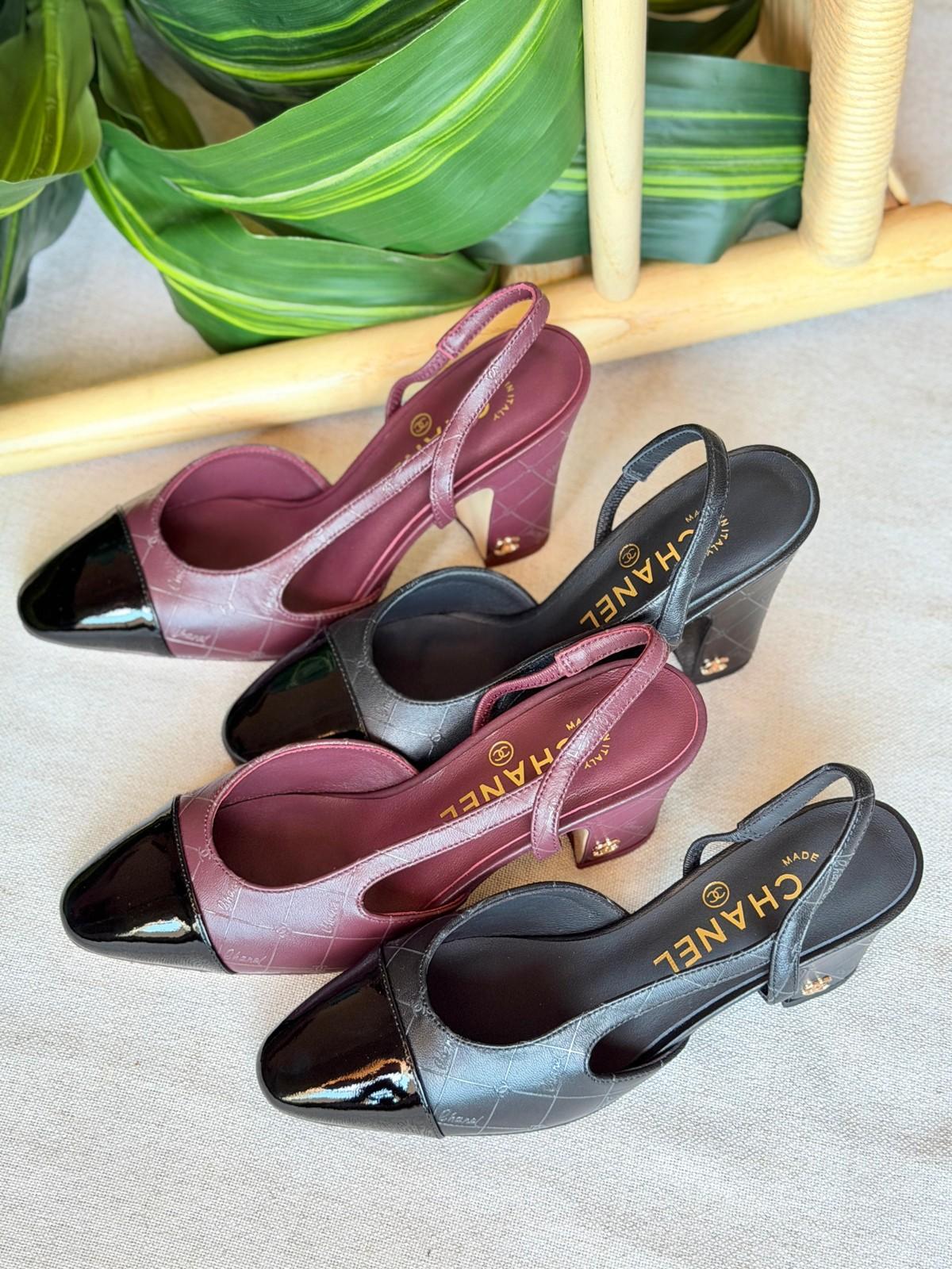 Chanel quilted slingback block-heel pumps · 3