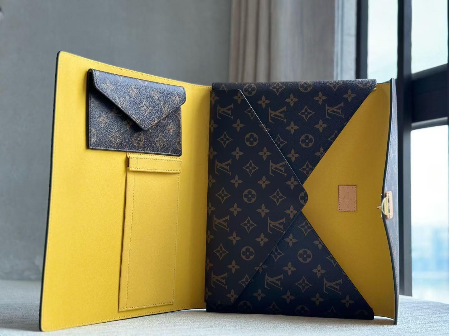 Louis Vuitton Monogram Canvas Envelope Document Folder with Gold S-Lock · 3