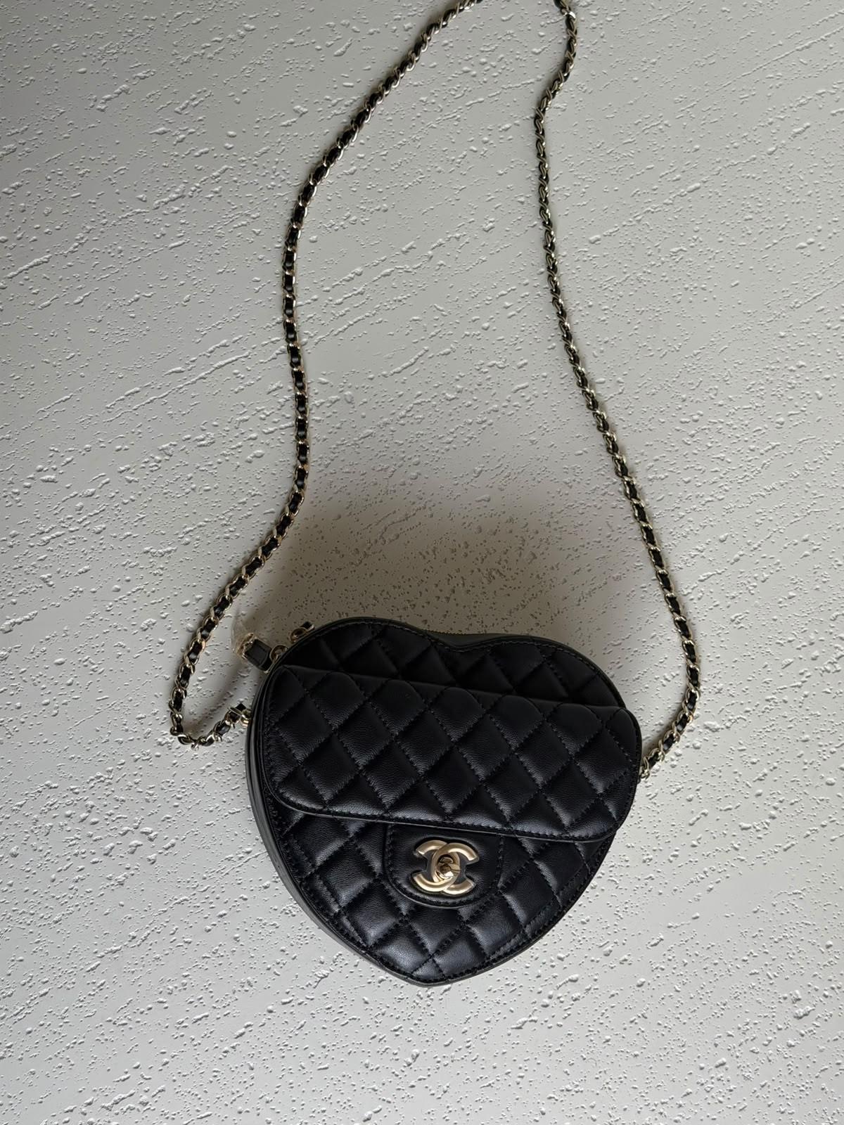 Chanel Heart Bag in Quilted Lambskin with Chain Strap · 2