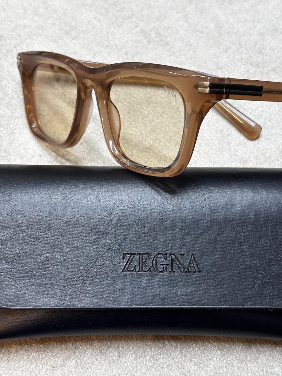 Zegna light havana rectangular optical glasses · 2