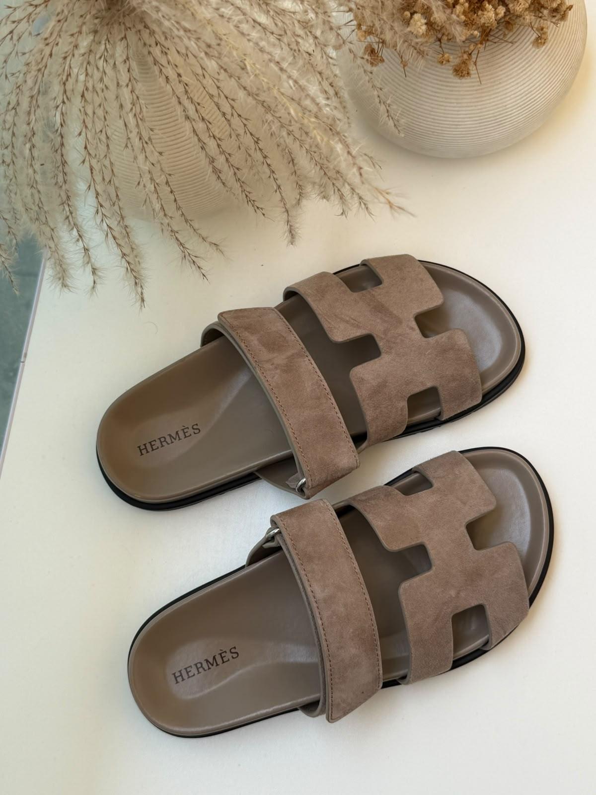 Hermès Chypre H cut-out slide sandals with adjustable strap · 3