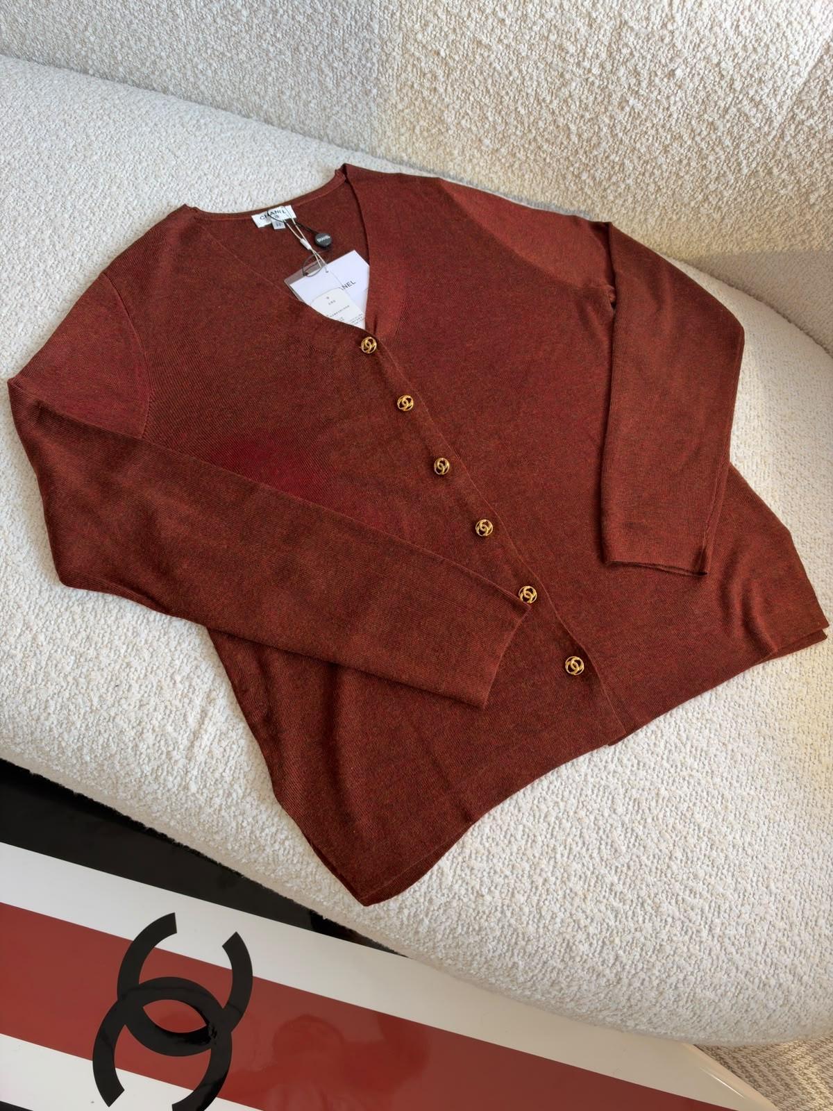 Chanel CC Button V-Neck Cardigan in Knit · 2