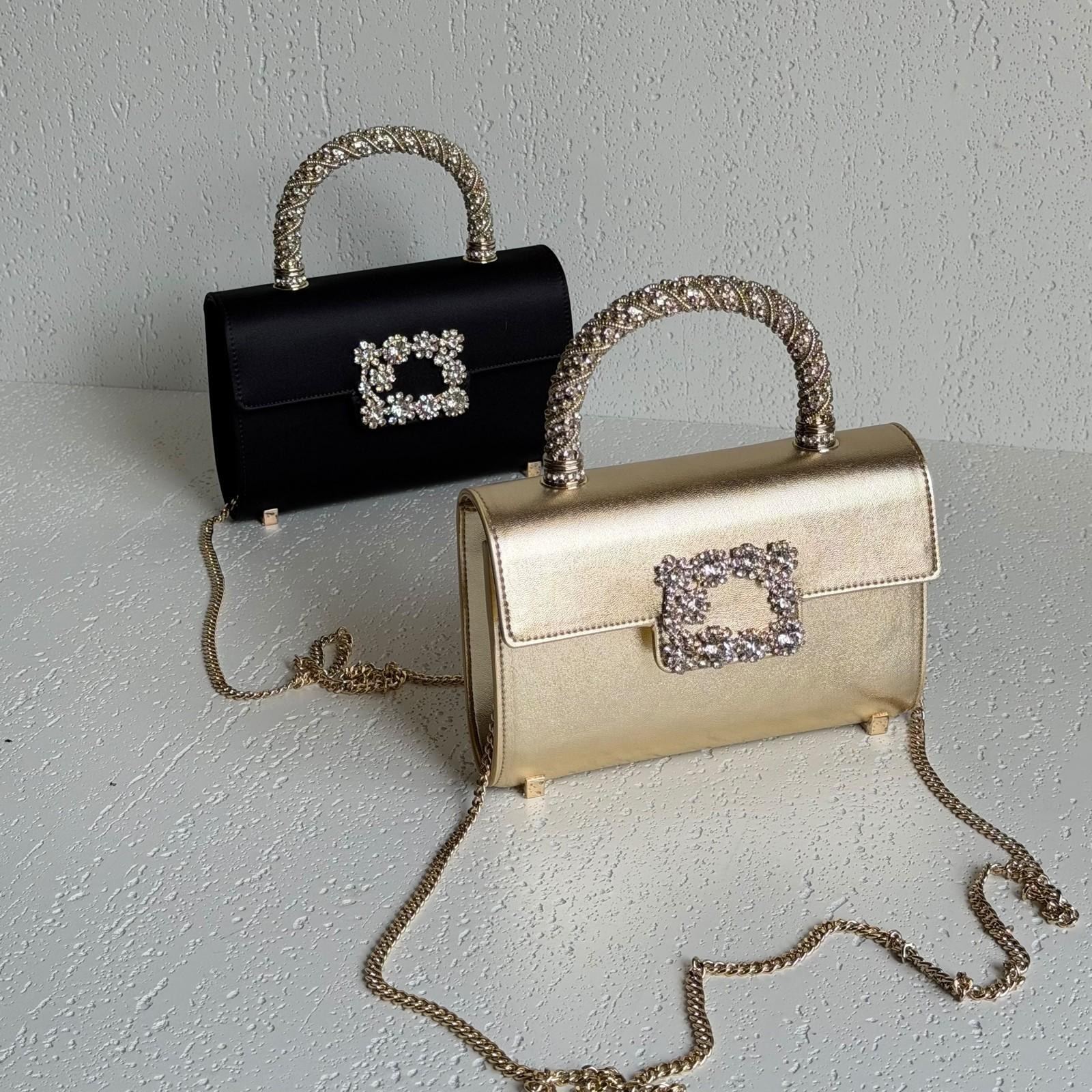 Roger Vivier Flower Strass Buckle Mini Handbag in Satin with Crystal Handle · 3