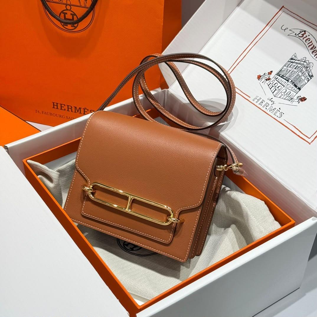 Hermès Roulis Mini Bag in Evercolor Leather with Palladium Hardware · 2