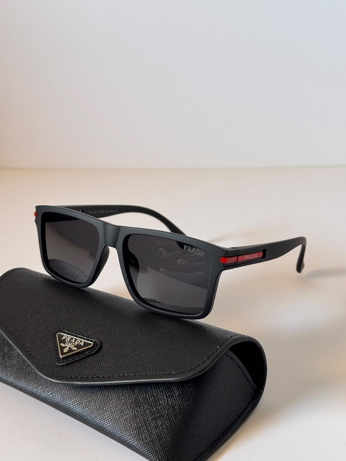 Prada Linea Rossa black rectangular sunglasses · 3